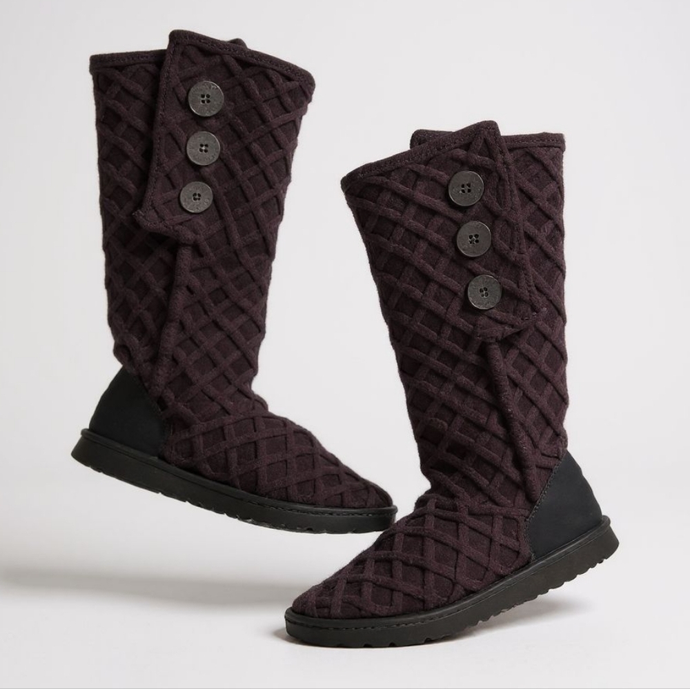 UGG Knit Button Tall Boots In Black Size 8
